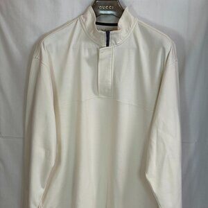 NWOT Bullock & Jones Men's Mock Neck 1/4 Zip Long Sleeves Pullover - Cream - XL